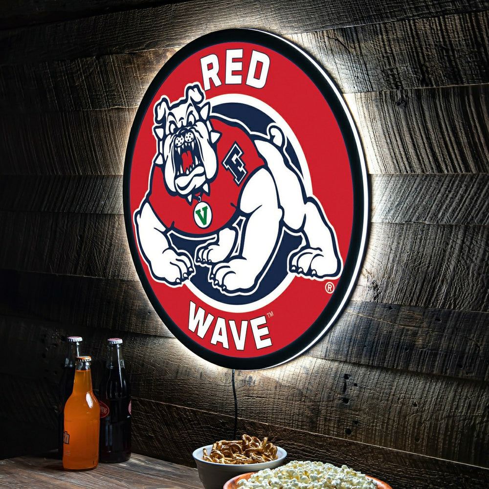Fresno State Red Wave College Large Round Edgelite LED Decor