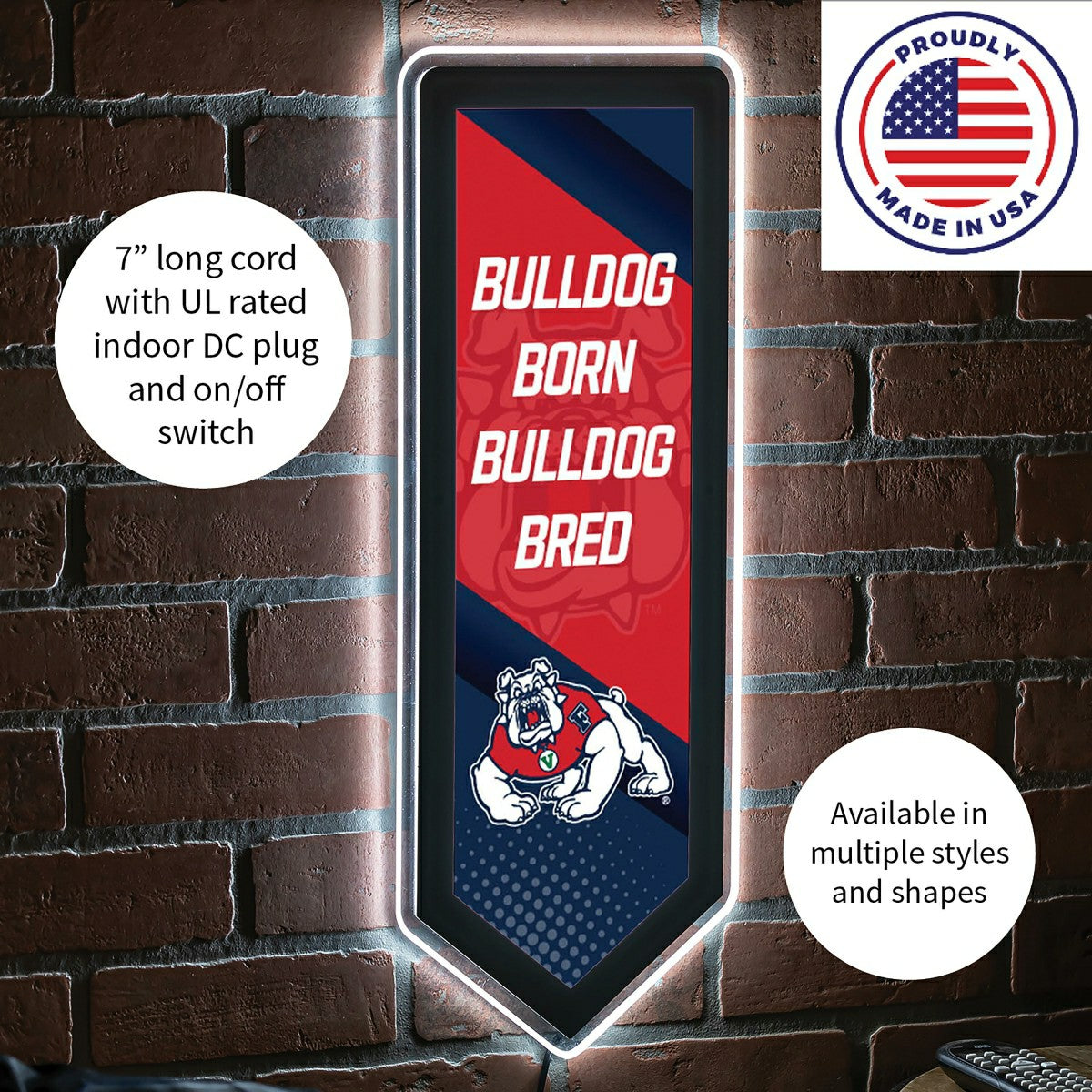 Fresno State College Pennant Glazelite LED Decor
