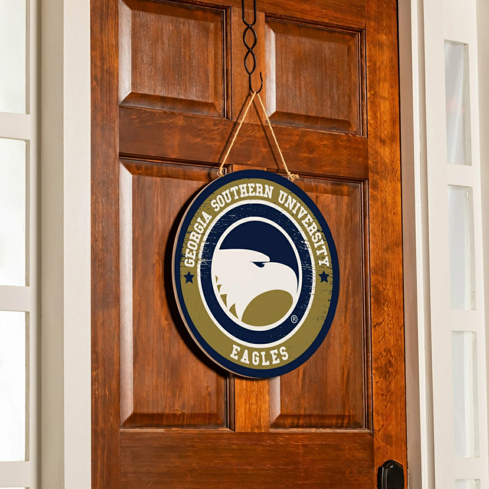 Georgia Southern University Round Door Décor with Hanging Rope, 18x18