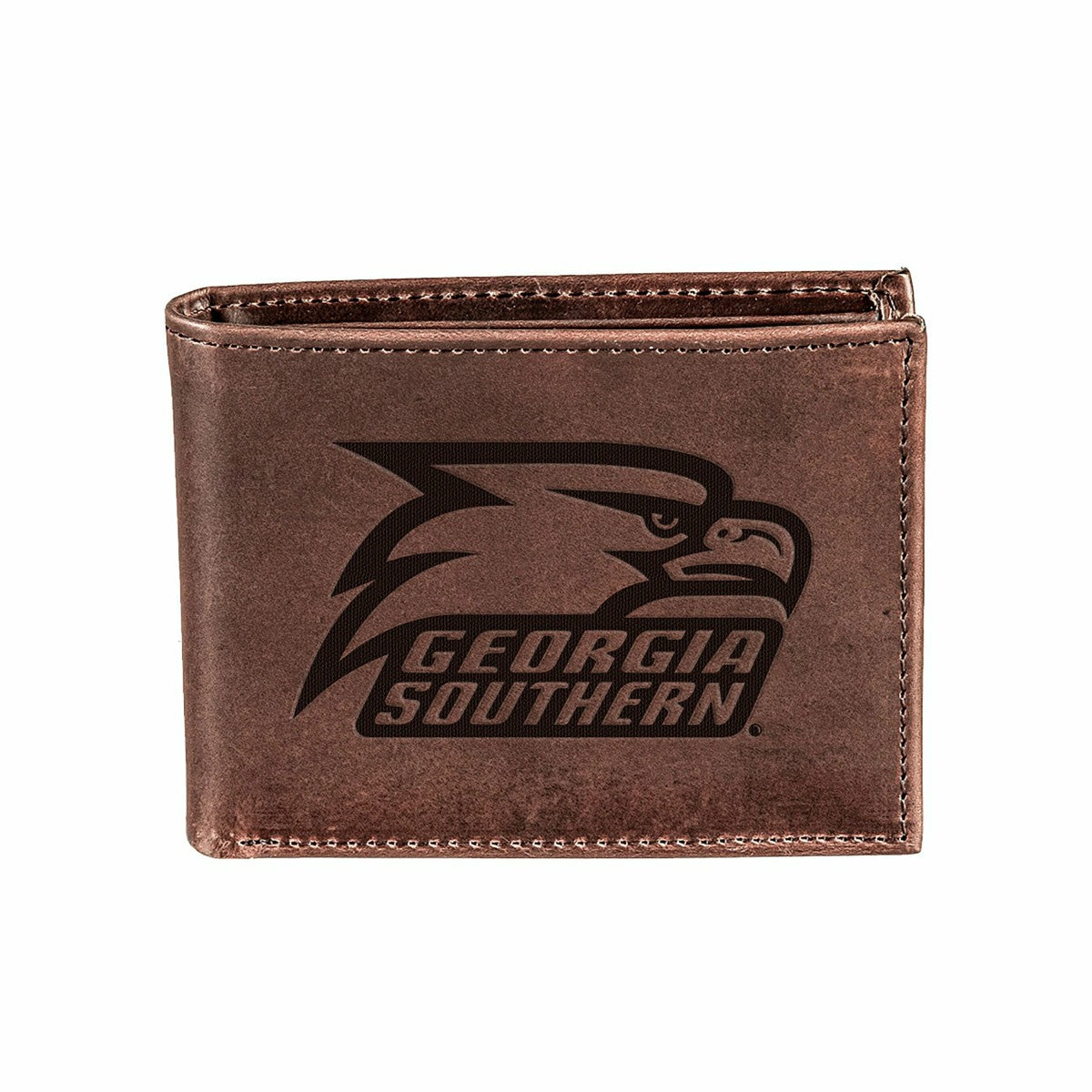 Georgia Southern University, Bi-Fold Wallet, Brown, CH, 100% Genuine L
