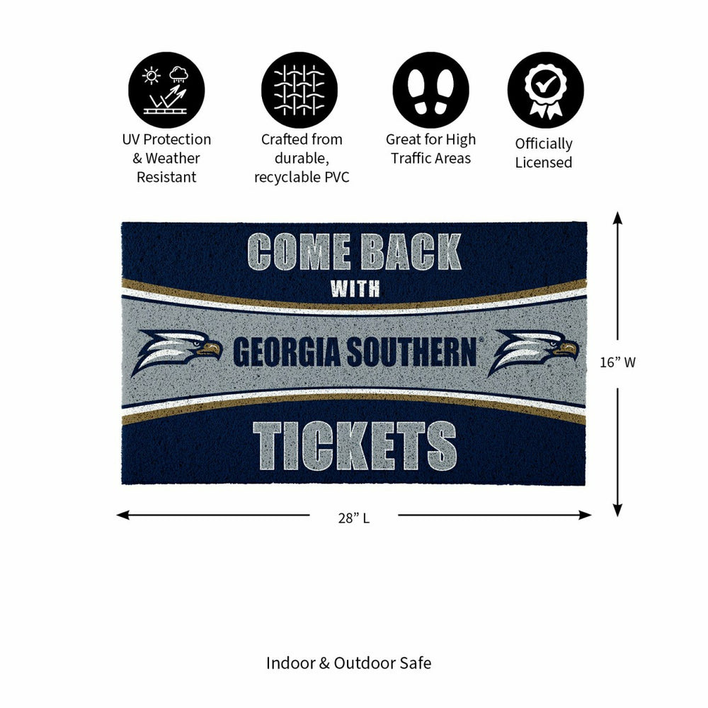 28" x 16" PVC Trapper Mat, Come Back with Tickets, Georgia Southern Un