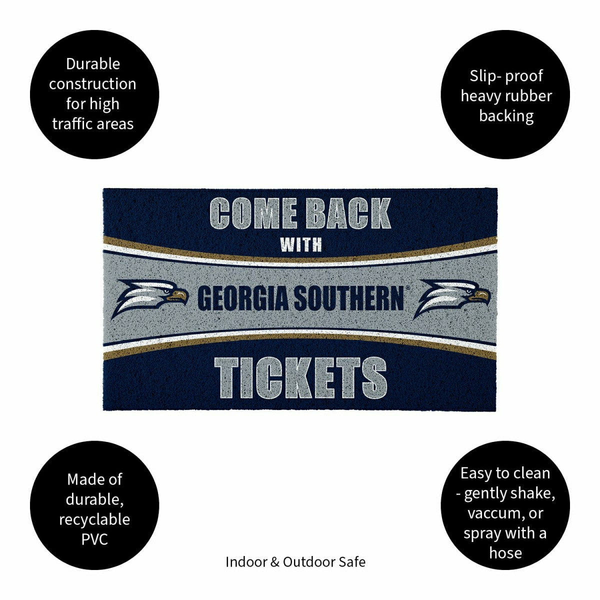 28" x 16" PVC Trapper Mat, Come Back with Tickets, Georgia Southern Un