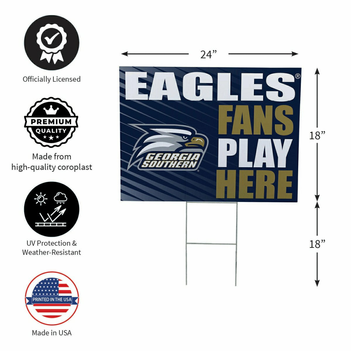 Georgia Southern University Coroplast Yard Sign "Fans Play Here"