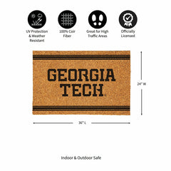 Georgia Tech Large One Color Coir Mat, 36"x24"
