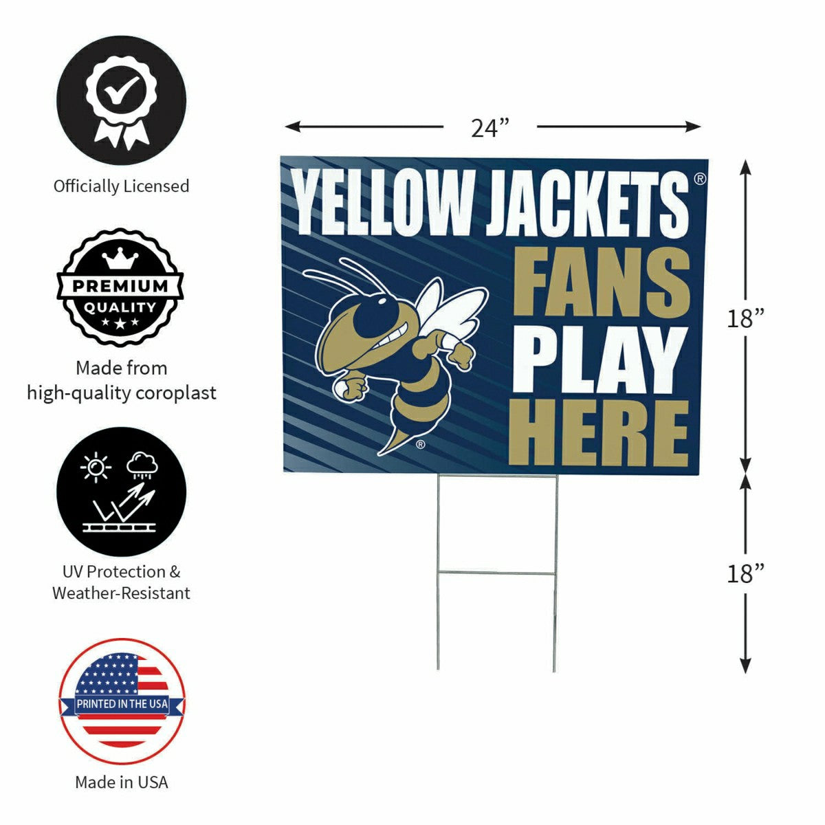 Georgia Tech Coroplast Yard Sign "Fans Play Here"