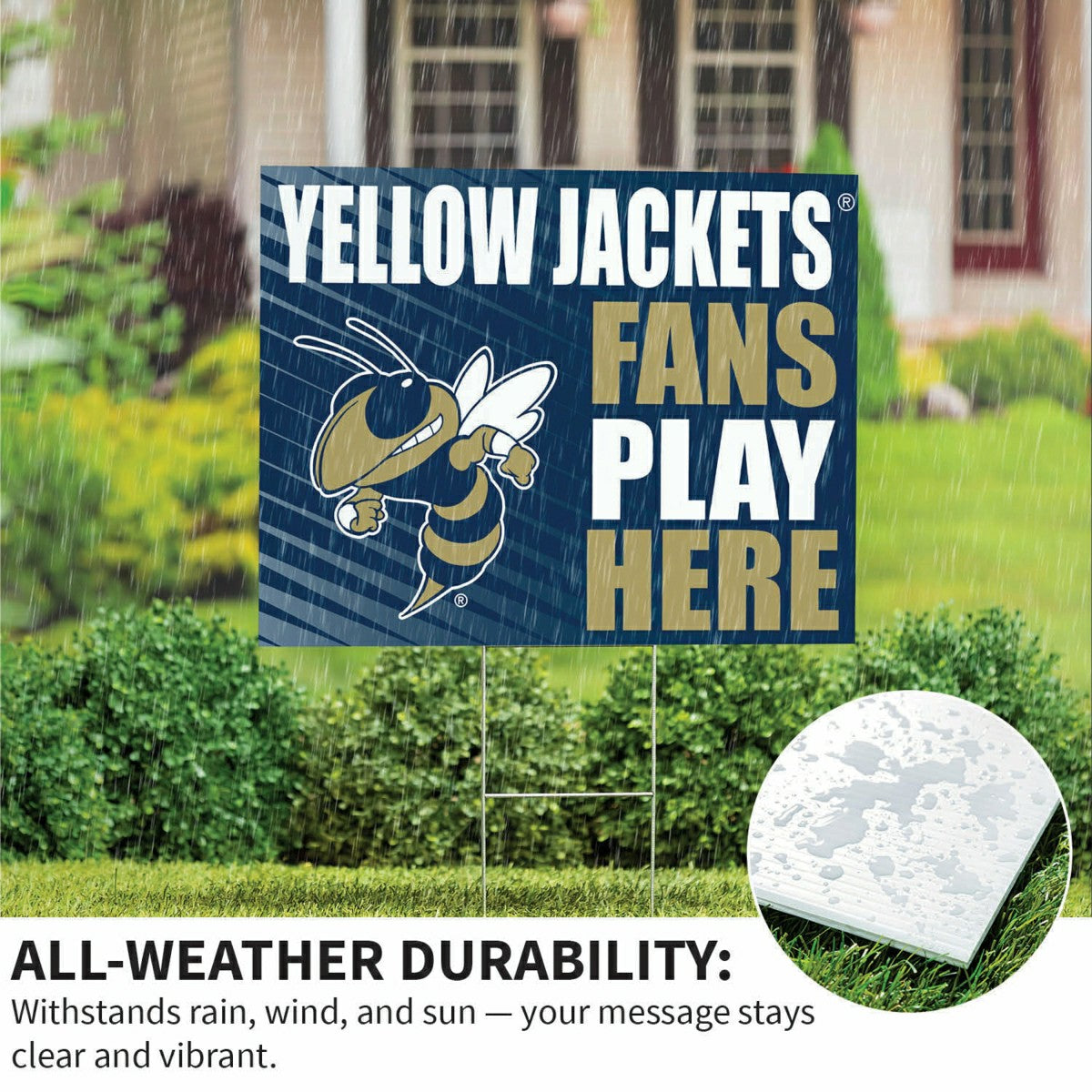 Georgia Tech Coroplast Yard Sign "Fans Play Here"