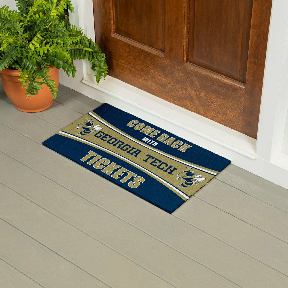 28" x 16" PVC Trapper Mat, Come Back with Tickets, Georgia Tech