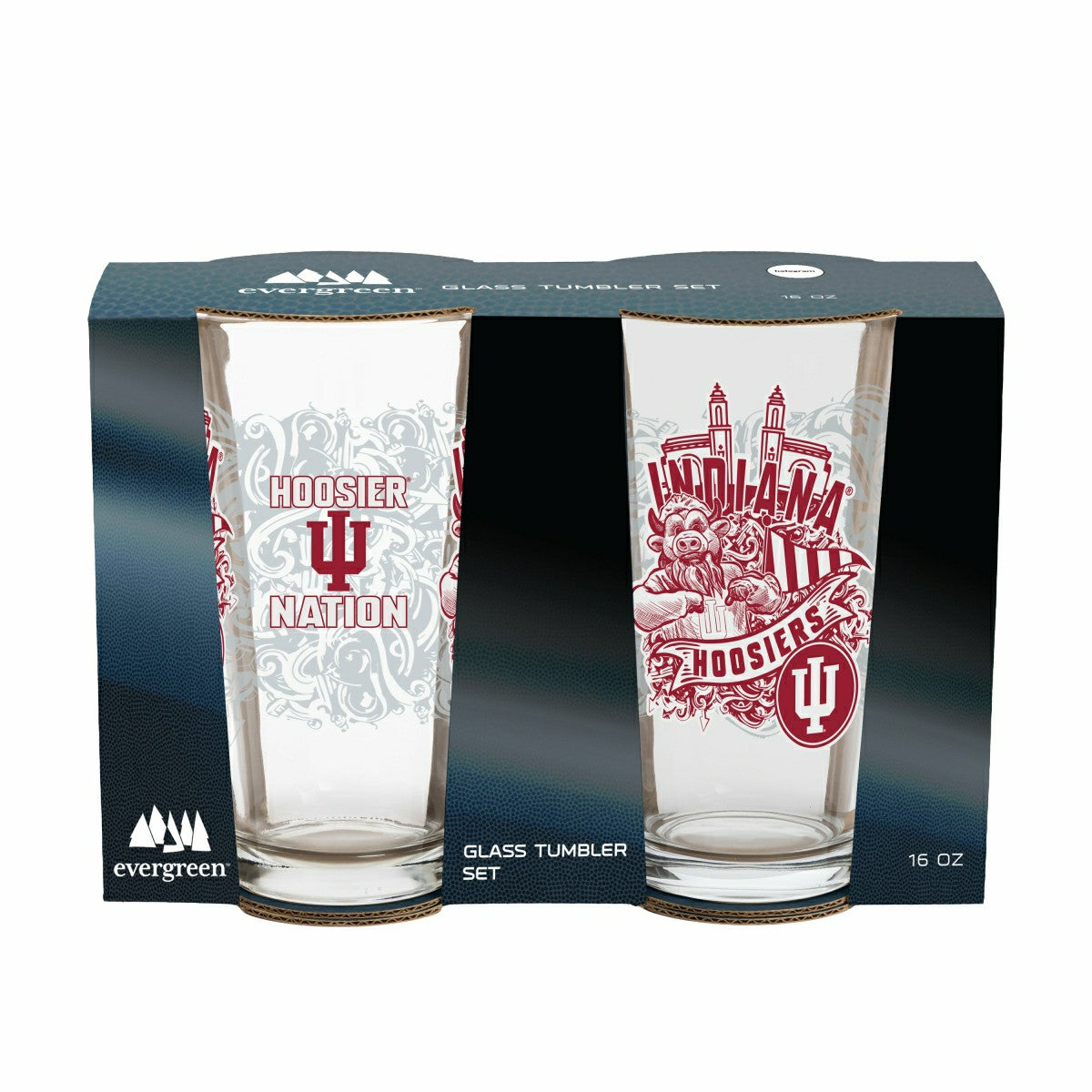 Indiana University 16oz Glass pint, Set of 2