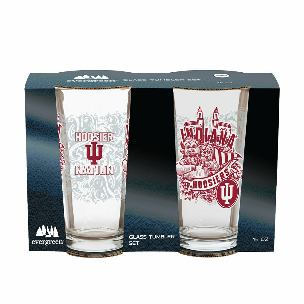Indiana University 16oz Glass pint, Set of 2