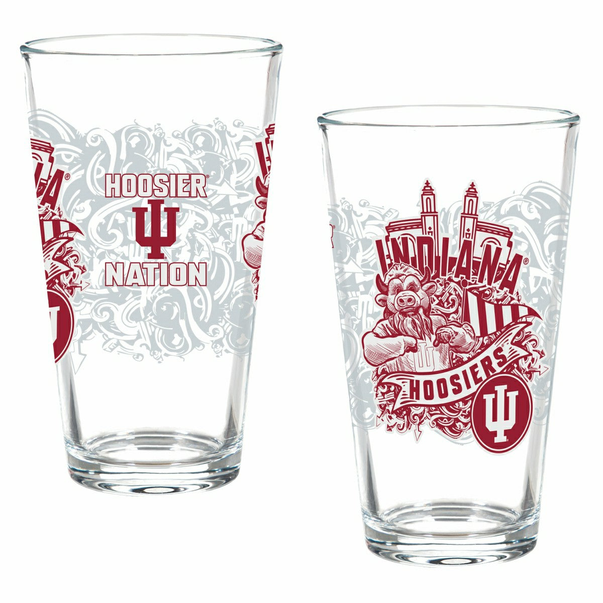 Indiana University 16oz Glass pint, Set of 2