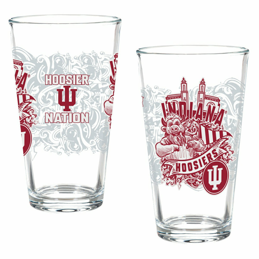 Indiana University 16oz Glass pint, Set of 2