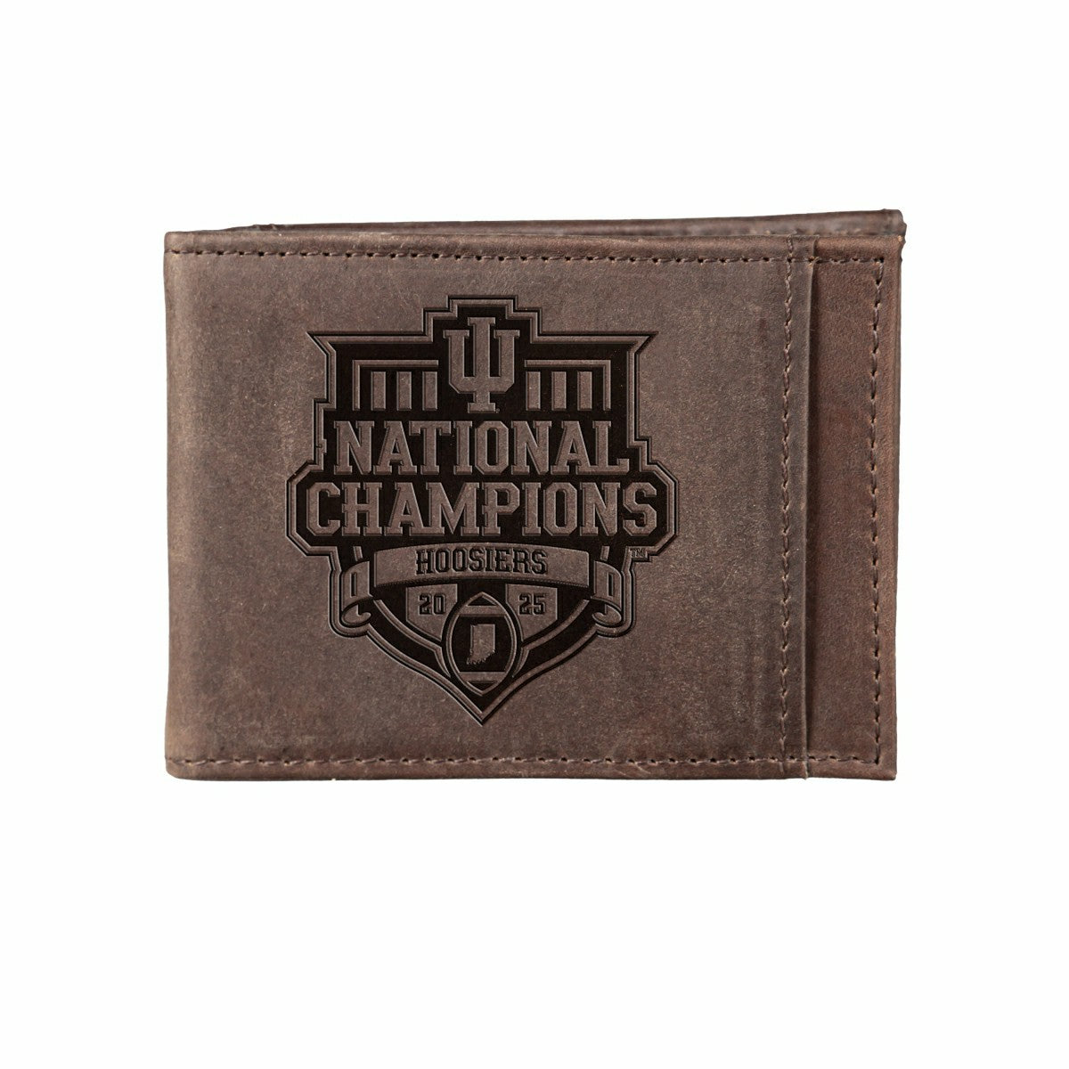 Indiana University, Div 1 Champs, Front Pocket Wallet, Brown