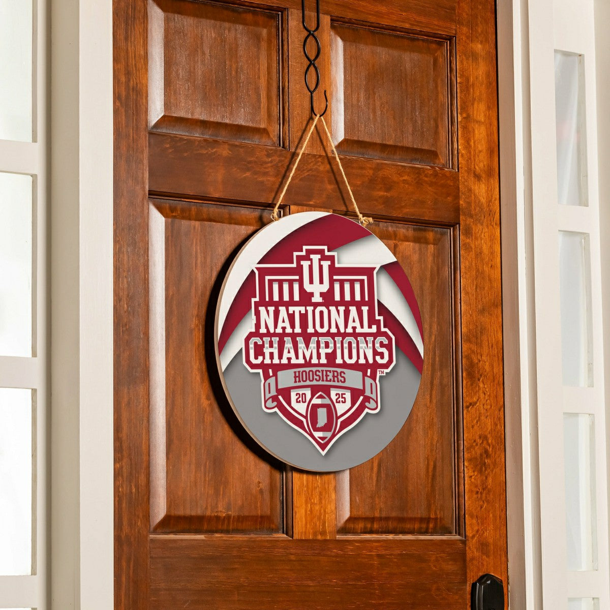 Indiana University, Div 1 Champs, Round Door Decor with Hanging Rope,