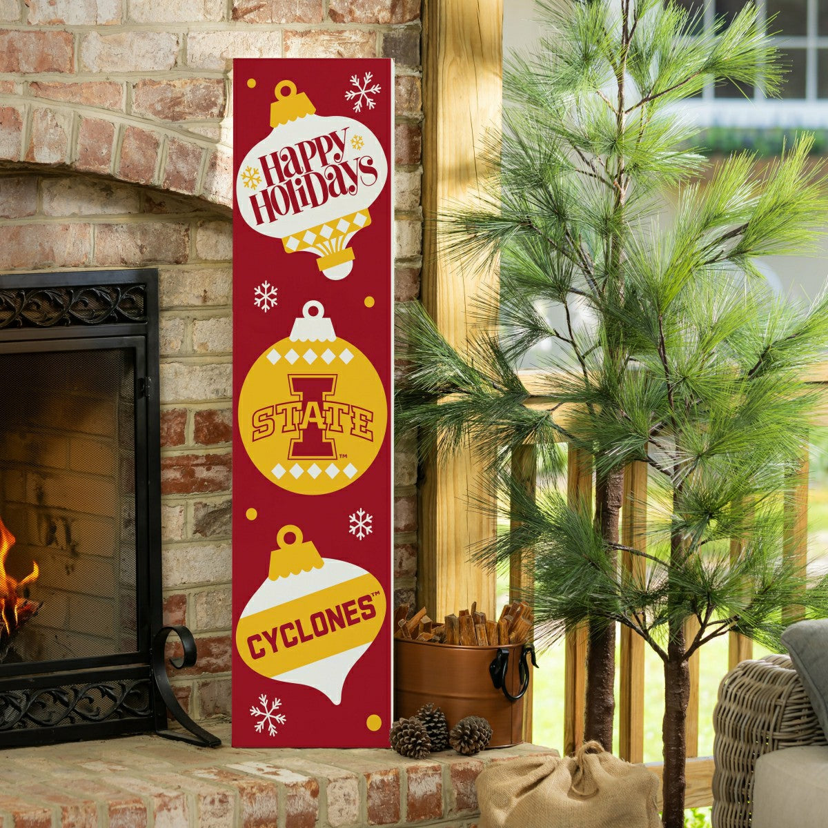 47" Double Sided Leaner, Iowa State University, Christmas