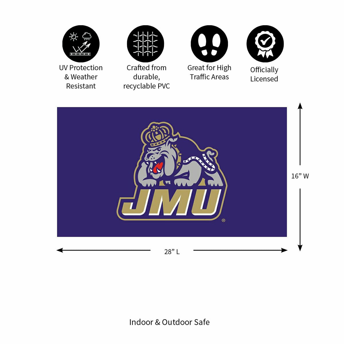 Full Color PVC Mat, 16" x 28", James Madison University