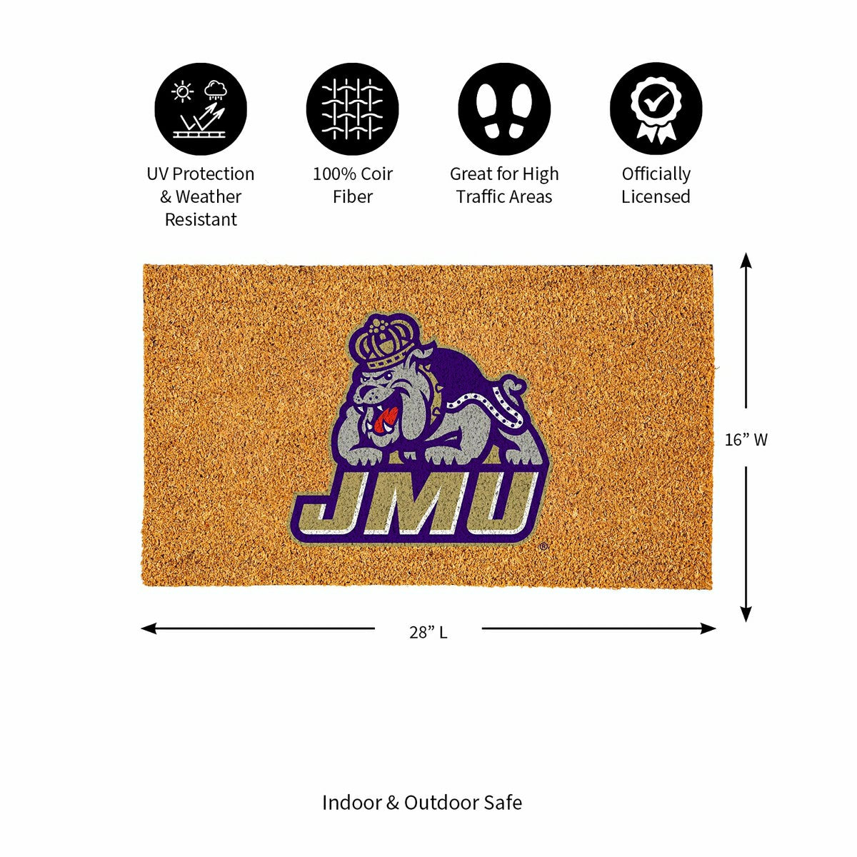 Coir Mat, 16"x28", James Madison University