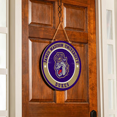 James Madison University Round Door Décor with Hanging Rope, 18x18