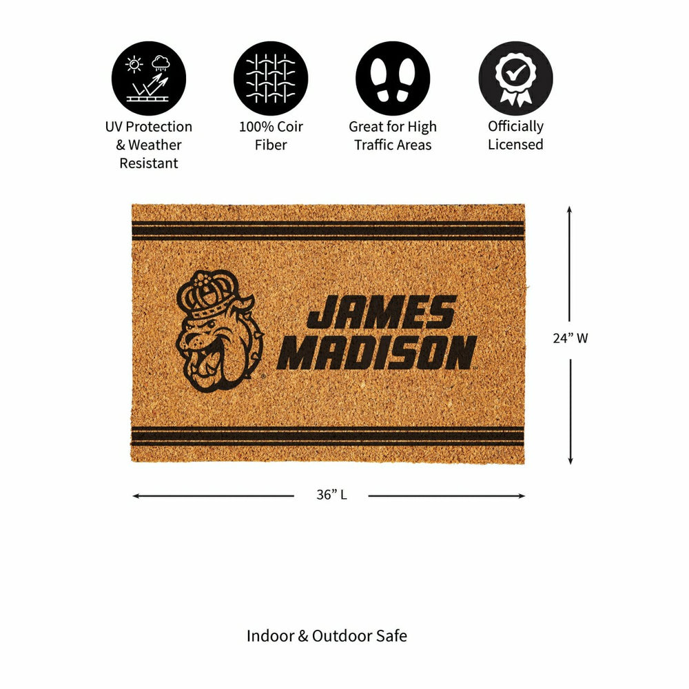 James Madison University Large One Color Coir Mat, 36"x24"
