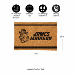 James Madison University Large One Color Coir Mat, 36"x24"