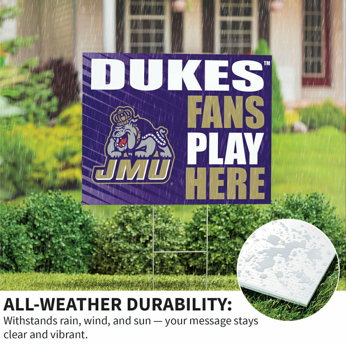James Madison University Coroplast Yard Sign "Fans Play Here"