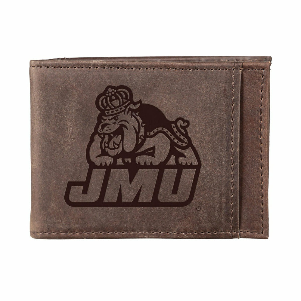Front Pocket Wallet w/ RFID Blocking, James Madison University, Brown