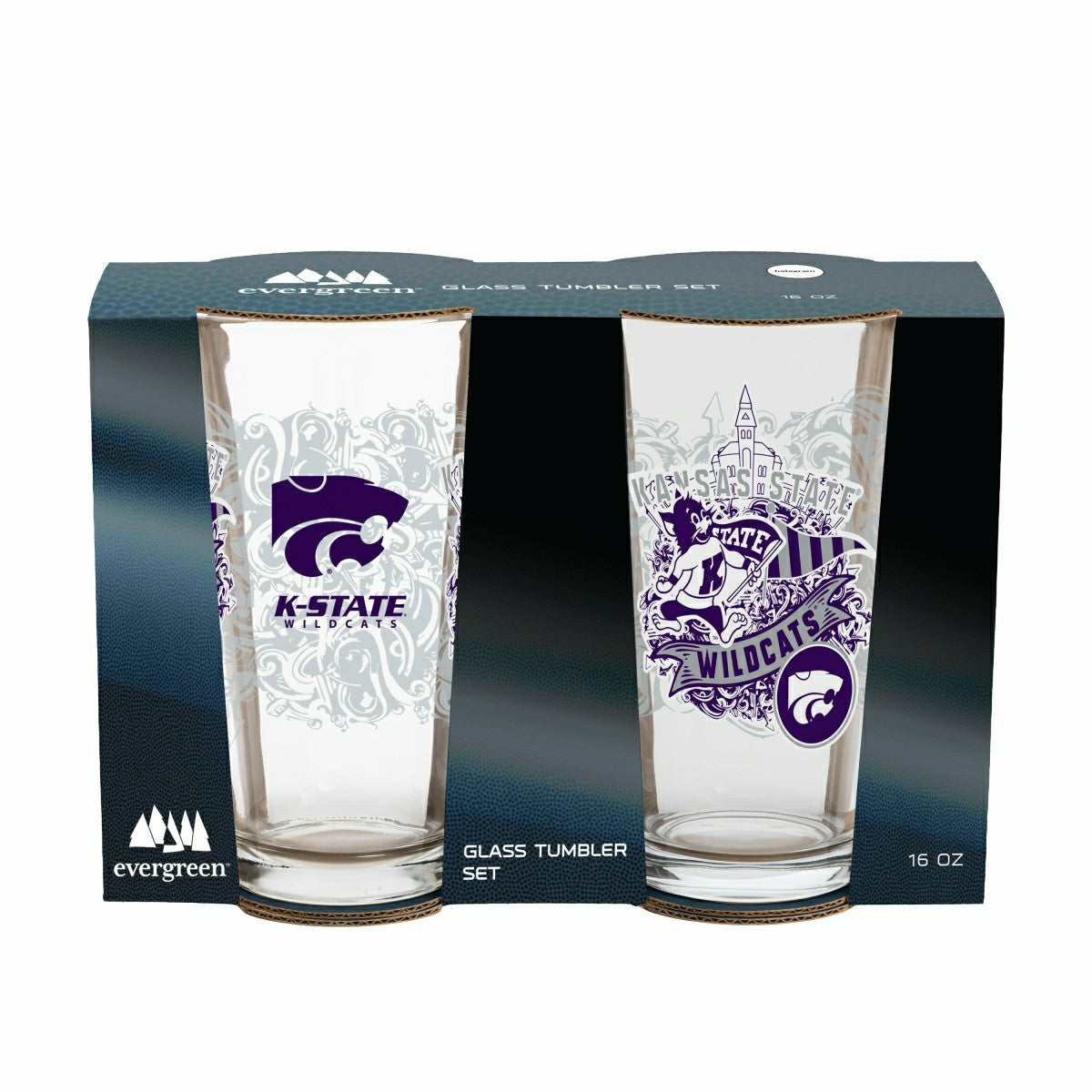 Kansas State University 16oz Glass pint, Set of 2