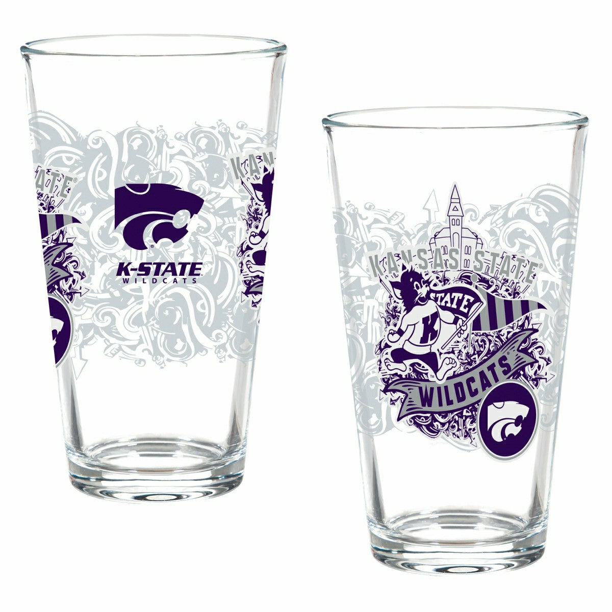 Kansas State University 16oz Glass pint, Set of 2