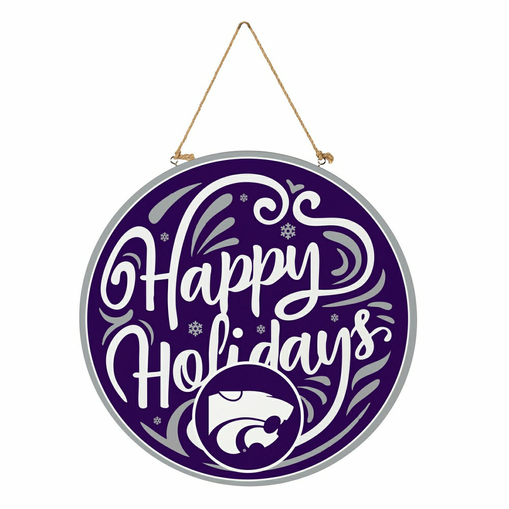 Kansas State University Holiday Round Door Décor with Hanging Rope, 18