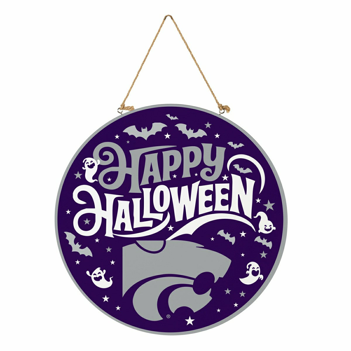 Kansas State University Halloween Round Door Décor with Hanging Rope,