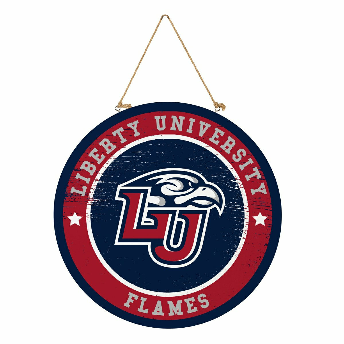 Liberty University Round Door Décor with Hanging Rope, 18x18