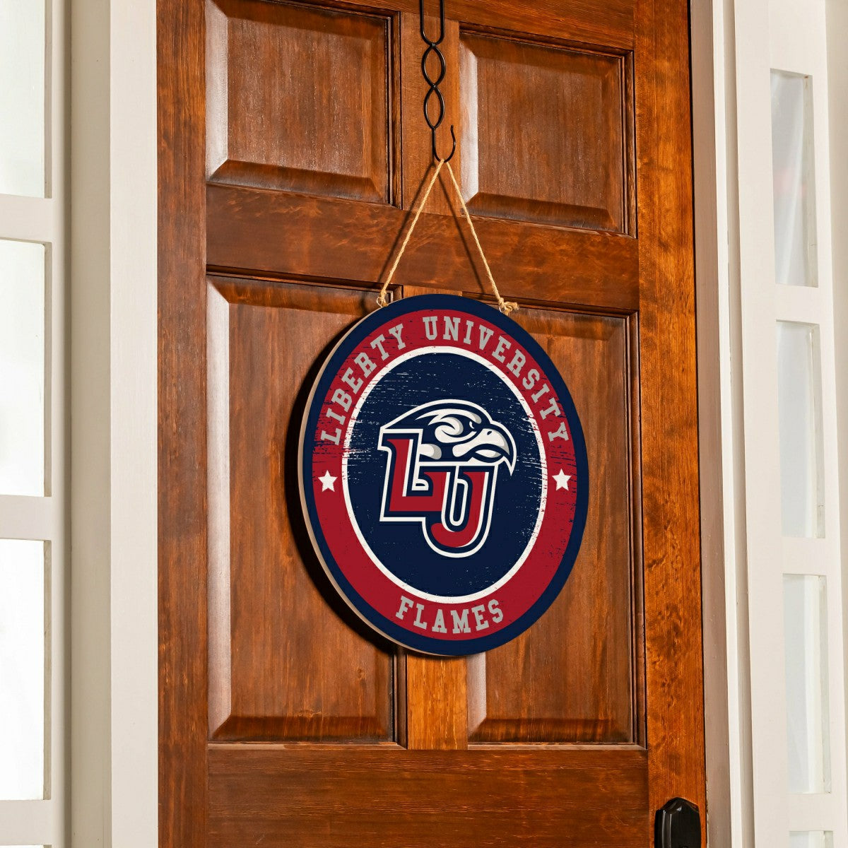 Liberty University Round Door Décor with Hanging Rope, 18x18