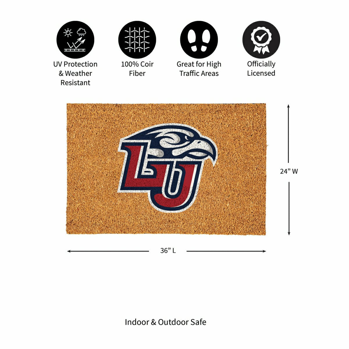 Liberty University Large Full Color Coir Mat, 36"x24"