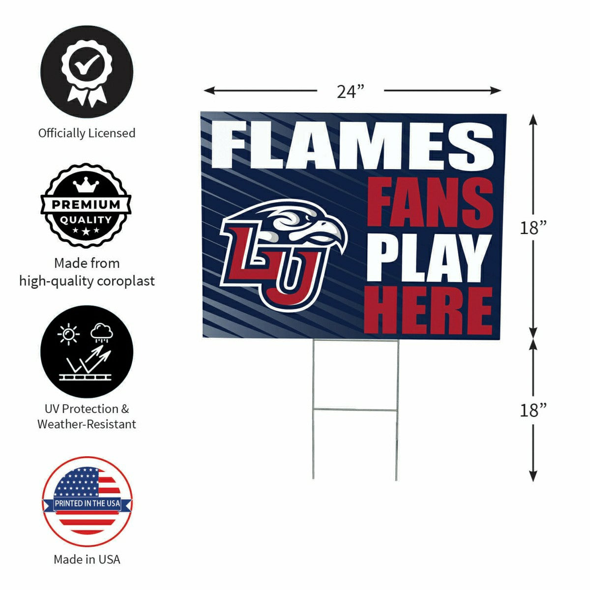 Liberty University Coroplast Yard Sign "Fans Play Here"