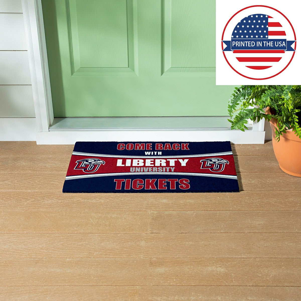 28" x 16" PVC Trapper Mat, Come Back with Tickets, Liberty University