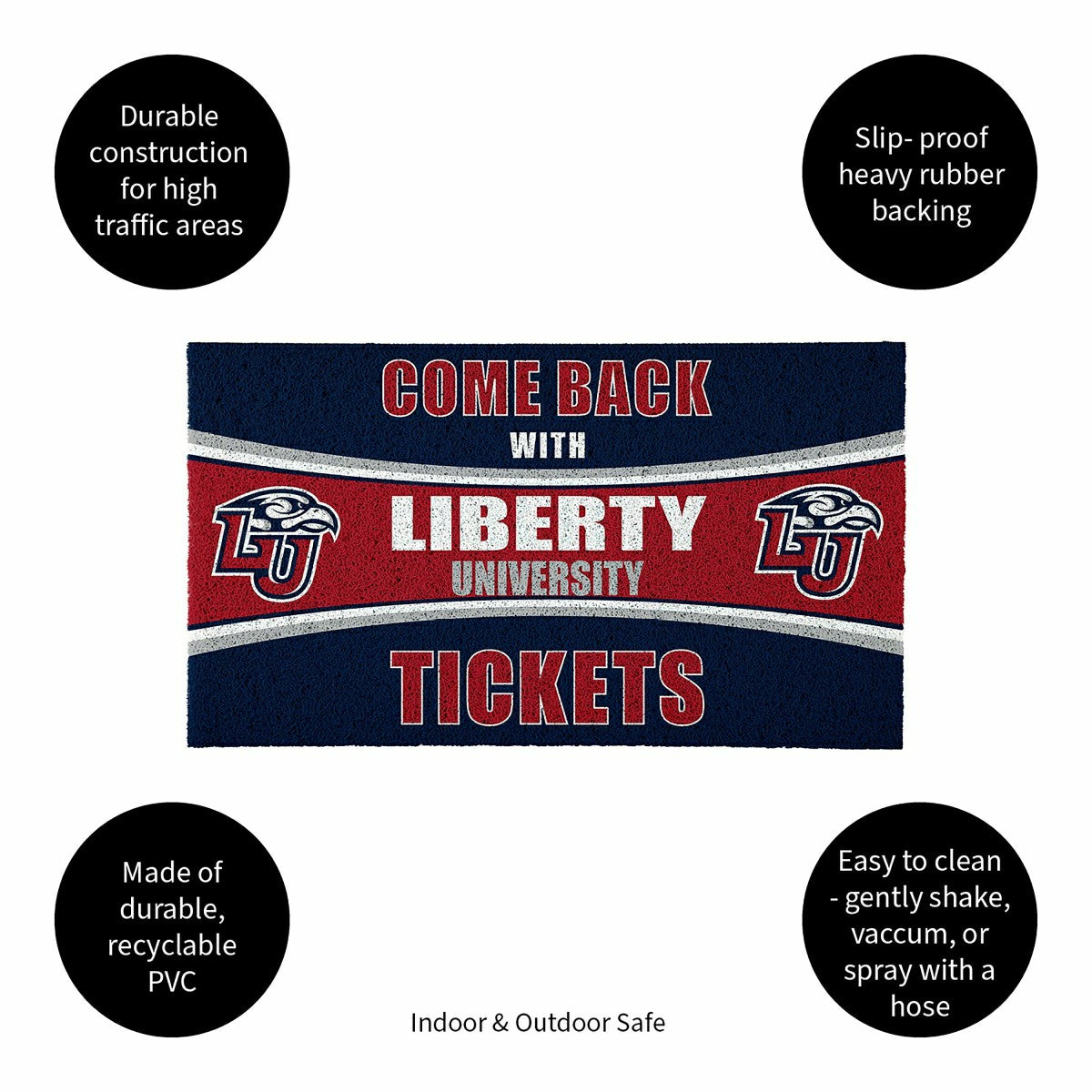 28" x 16" PVC Trapper Mat, Come Back with Tickets, Liberty University