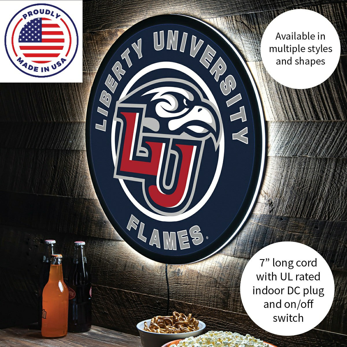 LED Wall Decor, Round, Liberty University