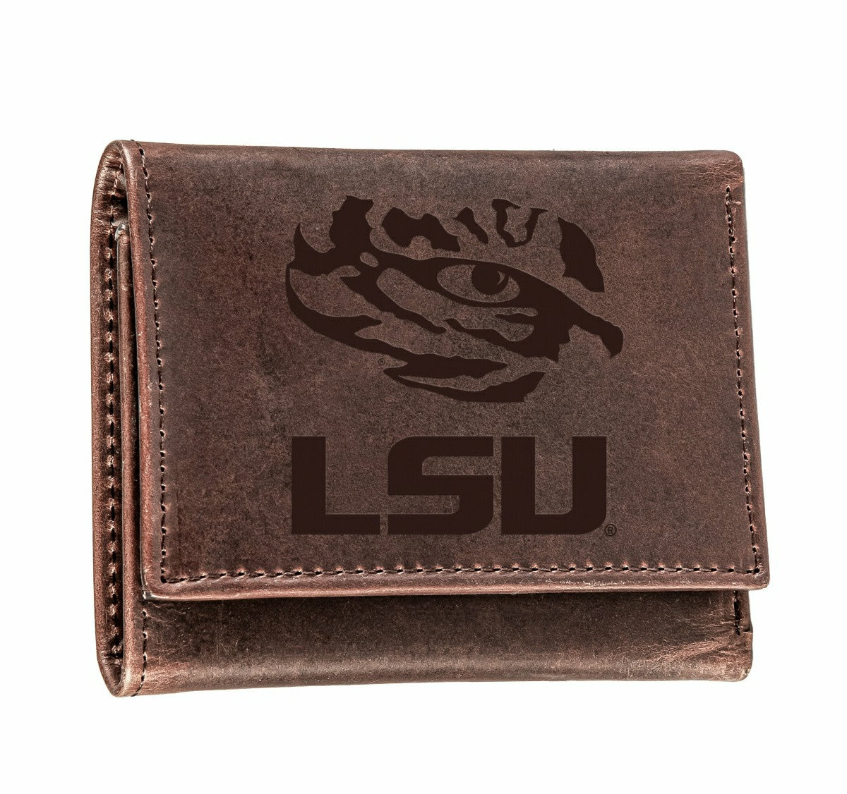 LSU, Tri-Fold Wallet, Brown, CH, 100% Genuine Leather