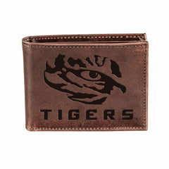 LSU, Bi-Fold Wallet, Brown, CH, 100% Genuine Leather