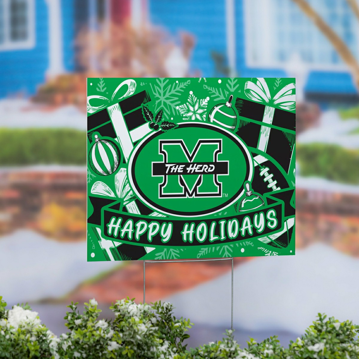 Marshall University Yard Sign, Holiday