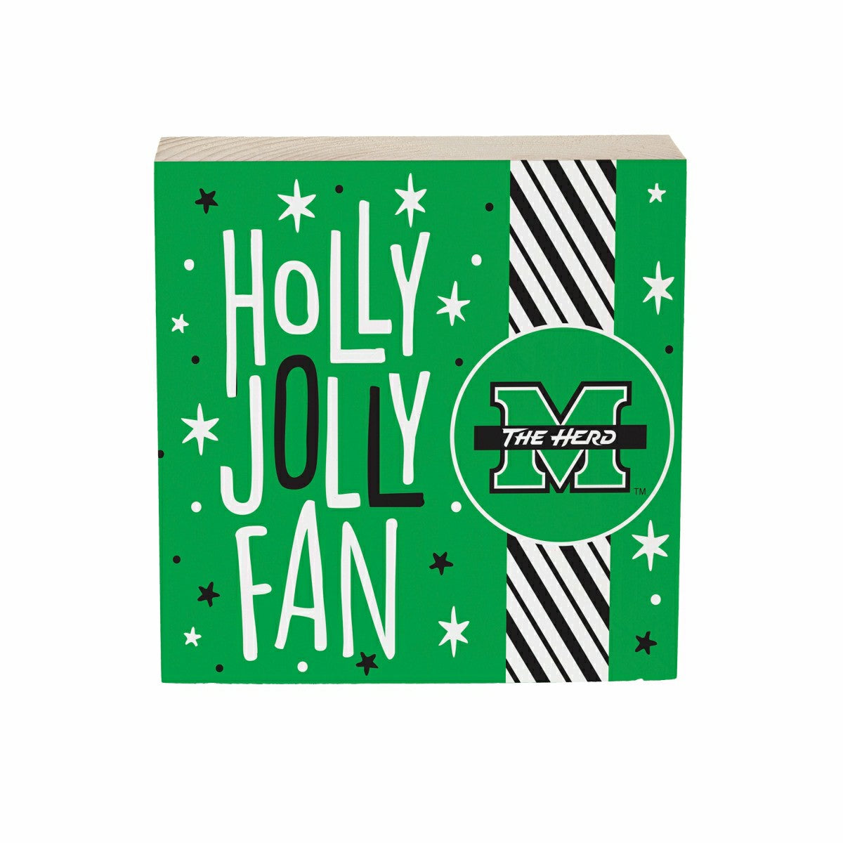 Marshall University Block, Holiday, 6x6