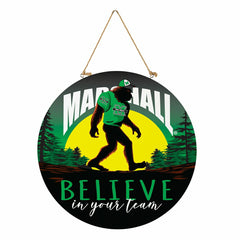 Marshall University Bigfoot Round Door Décor with Hanging Rope, 18x18
