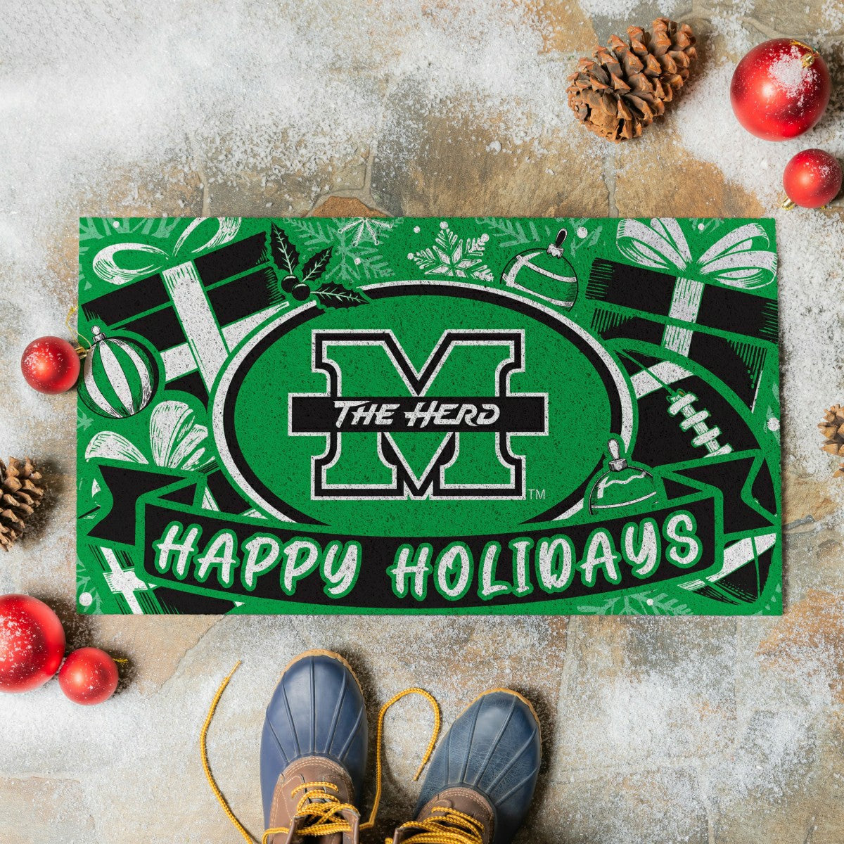 Marshall University Holiday PVC Mat, 28"x16"