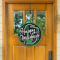 Marshall University Holiday Round Door Décor with Hanging Rope, 18x18