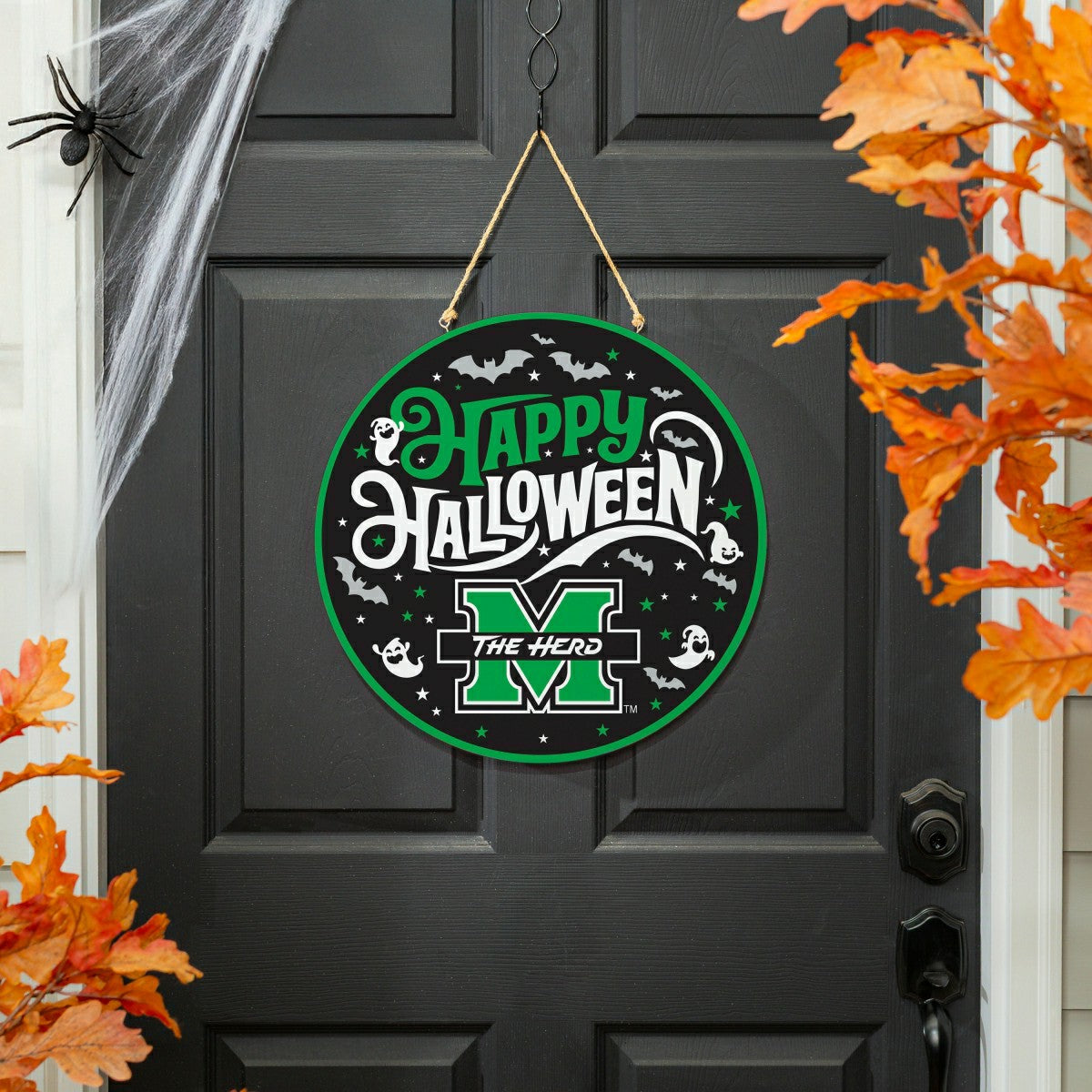 Marshall University Halloween Round Door Décor with Hanging Rope, 18x1
