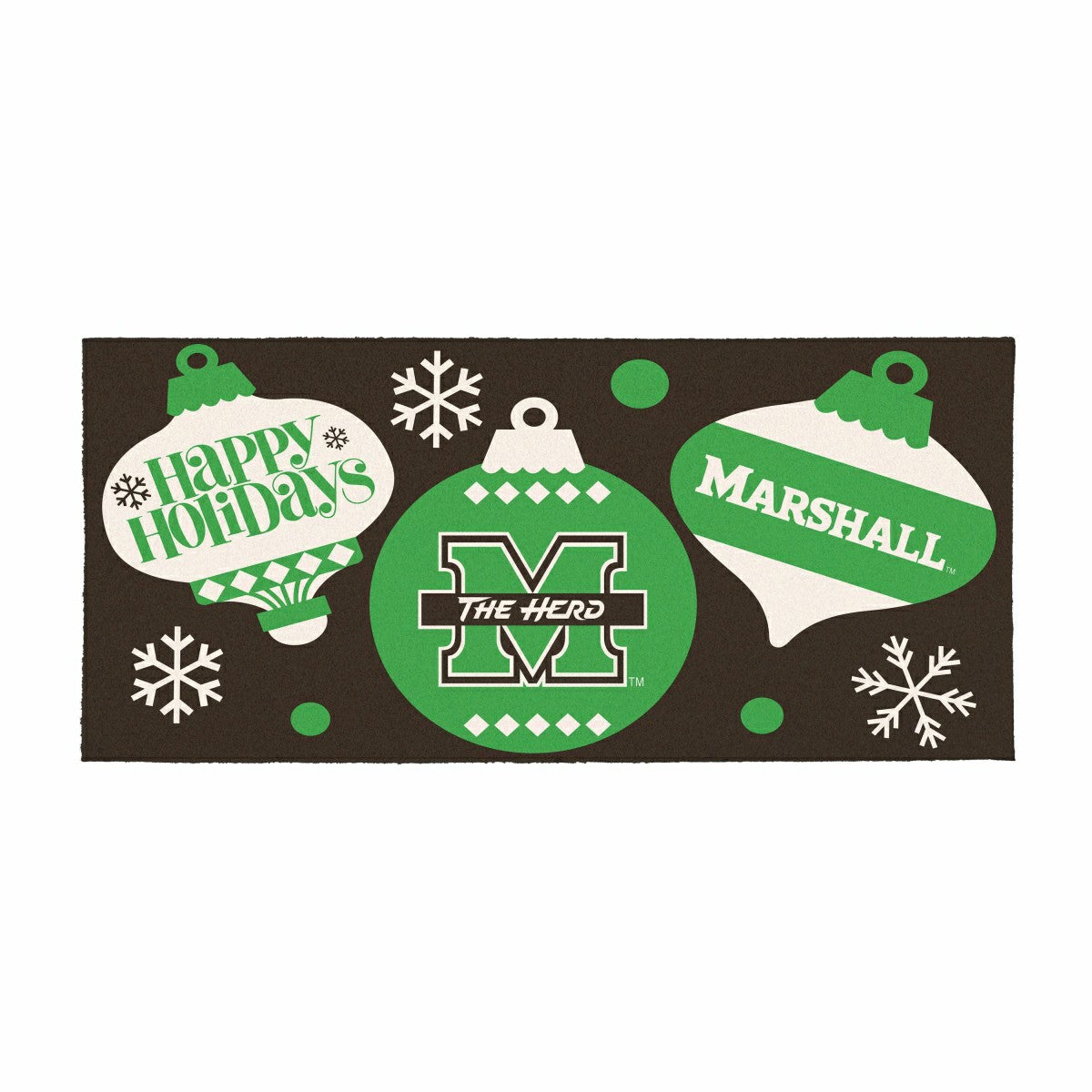 Marshall University Holiday Flocked Coir Sassafras Switch Mat, 22"x10"