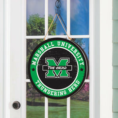 Marshall University Round Door Décor with Hanging Rope, 18x18