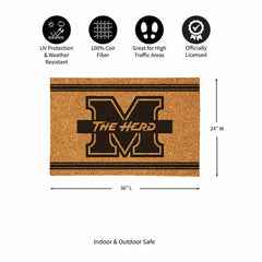 Marshall University Large One Color Coir Mat, 36"x24"
