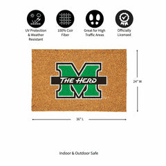 Marshall University Large Full Color Coir Mat, 36"x24"