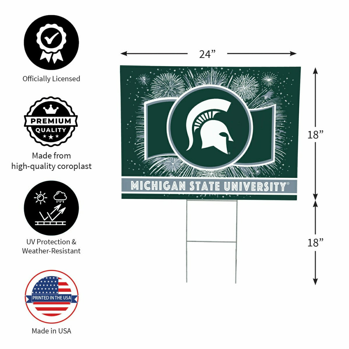 Michigan State University Yard Sign, Patriotic