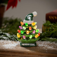 4" Mini LED Tabletop Christmas Tree, Set of 2, Michigan State Universi